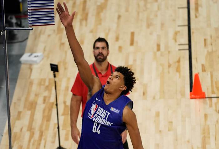 Dominick Barlow participates during the NBA Draft Combine at Wintrust Arena.